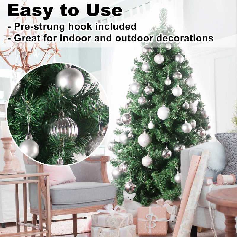 GameXcel Silver 3.2" Large Christmas Balls - Christmas Tree Decoration Ornaments Shatterproof Hanging Balls for Birthday Halloween Holiday Wedding Decorations Set of 24pcs - Image 5